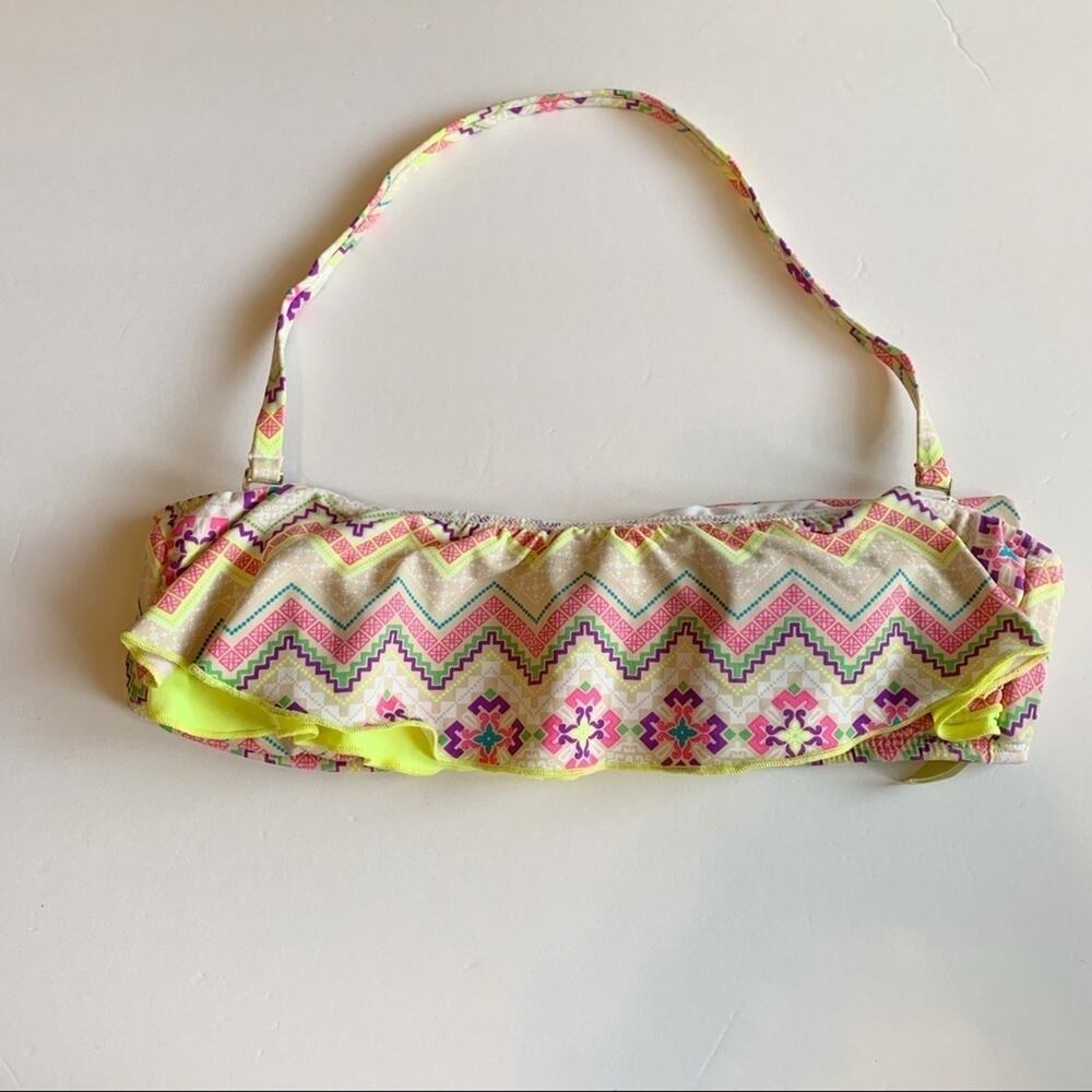 Gianni Bini Neon Bandeau Ruffle Bikini Top